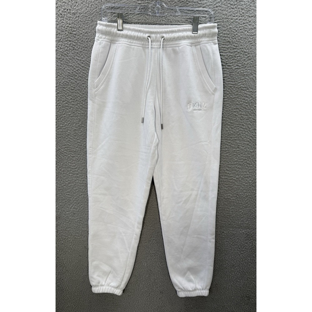 DKNY Sport Sweatpants Womens Small White Varsity Embroidered Logo Relaxed Jogger